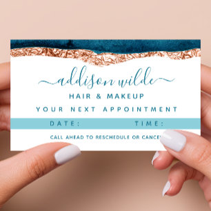 Blauwgroen en Gold Waterverf Benoemingskaart Afsprakenkaartje