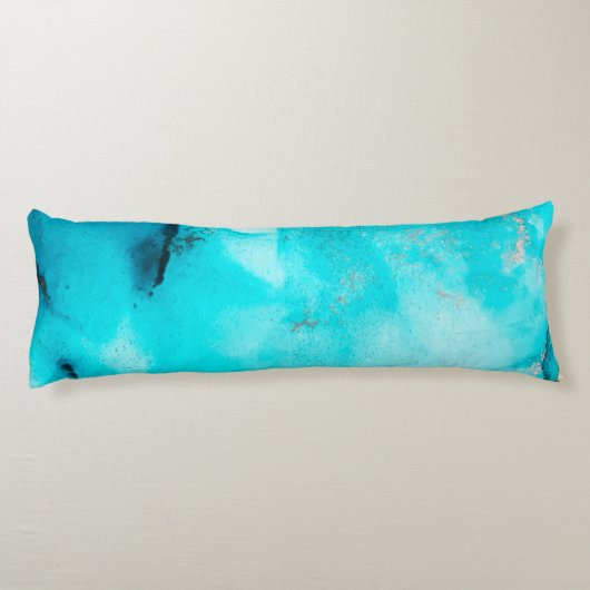 Blauwgroen en Goud Abstract Organische Swirls Inkt Lichaamskussen (Achterkant)