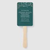 Blauwgroen en Goud | Baby's Breath bruiloft progra Handwaaier (Achterkant)