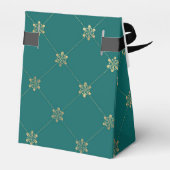 Blauwgroen en Goud Bloemen Lattice Pattern Bedankdoosjes (Achterkant)