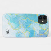 Blauwgroen en goud Case-Mate iPhone case (Achterkant (horizontaal))