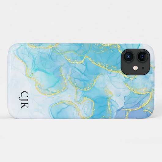 Blauwgroen en goud Case-Mate iPhone case (Achterkant (horizontaal))