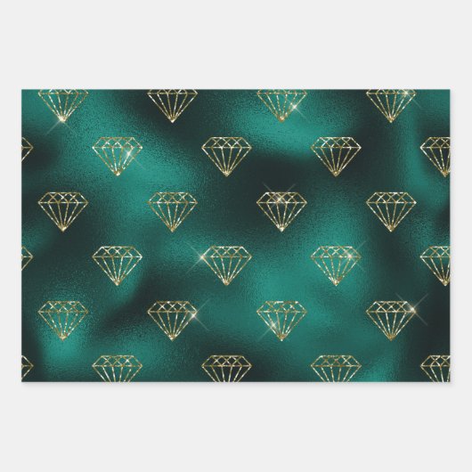 Blauwgroen en goud inpakpapier vel (Voorkant)