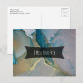 Blauwgroen en goudalcoholinkt die ik mis. briefkaart (Voorkant / Achterkant)