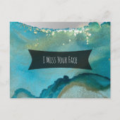 Blauwgroen en goudalcoholinkt die ik mis. briefkaart (Voorkant)