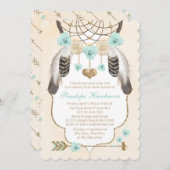 Blauwgroen en gouddromer Boho Baby Boy Shower Kaart (Voorkant / Achterkant)