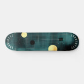 Blauwgroen en gouden Abstracte geometrische skateb Skateboard (Horizontaal)