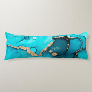 Blauwgroen en gouden Abstracte organische zwenkink Lichaamskussen