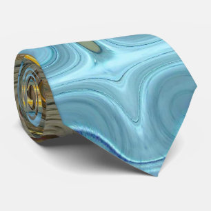 Blauwgroen en gouden blokken 2 stropdas