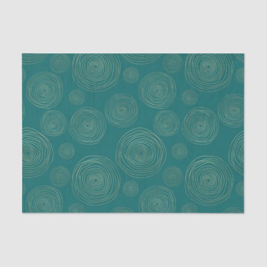Blauwgroen en gouden Doodle Pattern Tissuepapier (Voorkant)