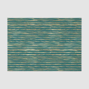 Blauwgroen en gouden Doodle Stripes Tissuepapier