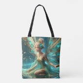 Blauwgroen en gouden Fairy All-Over Print Canvas t Draagtas (Achterkant)
