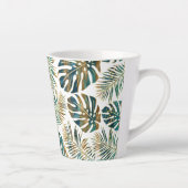 Blauwgroen en gouden gepatterde tropische bladeren latte mok (Rechts)