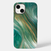 Blauwgroen en gouden glasachtige werveling Case-Mate iPhone case (Achterkant)