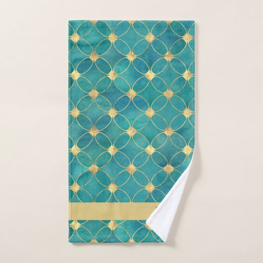 Blauwgroen en gouden handdoekset bad handdoek (Handdoek)