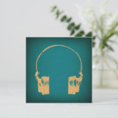 Blauwgroen en gouden hoofdtelefoon Art Kaart (Staand voorkant)