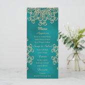 Blauwgroen en gouden Indiase stijl Menu Kaarten (Staand voorkant)