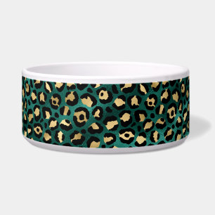 Blauwgroen en Gouden Leopard Series Design 3 Bowl Voerbakje