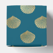 Blauwgroen en gouden  nautische schelpen bedankdoosjes (Bovenkant)