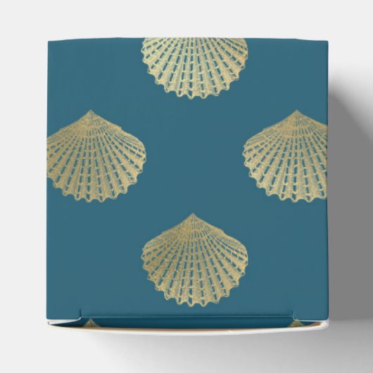 Blauwgroen en gouden  nautische schelpen bedankdoosjes (Bovenkant)