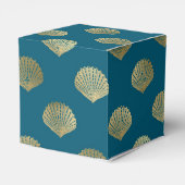 Blauwgroen en gouden  nautische schelpen bedankdoosjes (Achterkant)
