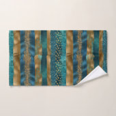 Blauwgroen en gouden penseelstreken en monogram ba bad handdoek (Handdoek)