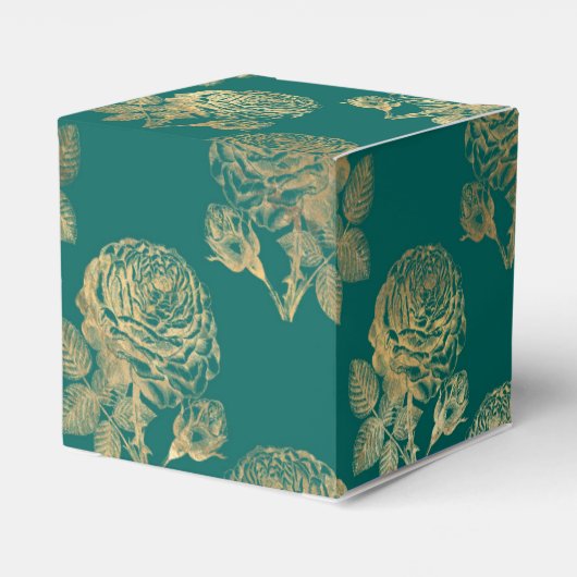 Blauwgroen en gouden  Rozen Bedankdoosjes (Achterkant)