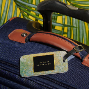 Blauwgroen en gouden stenen geode elegant bagagelabel