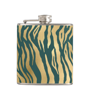 Blauwgroen en gouden Wild Animal Print Heupfles