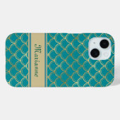 Blauwgroen en gouden zeemeerminnen met monogram na Case-Mate iPhone case (Achterkant (horizontaal))