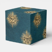 Blauwgroen en gouden  zon bedankdoosjes (Achterkant)