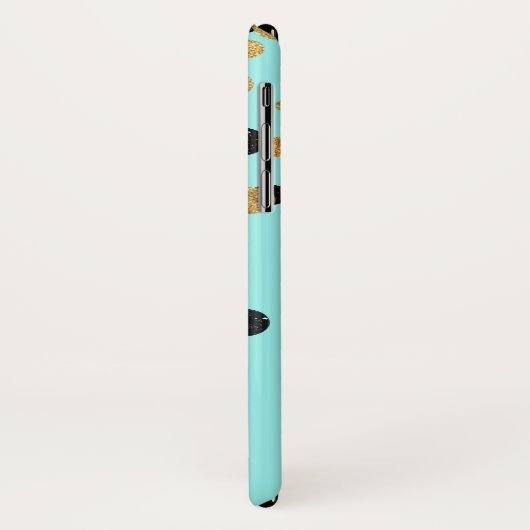Blauwgroen en goudfolie Girly Confetti Monogram Case-Mate iPhone Case (Achterkant/links)