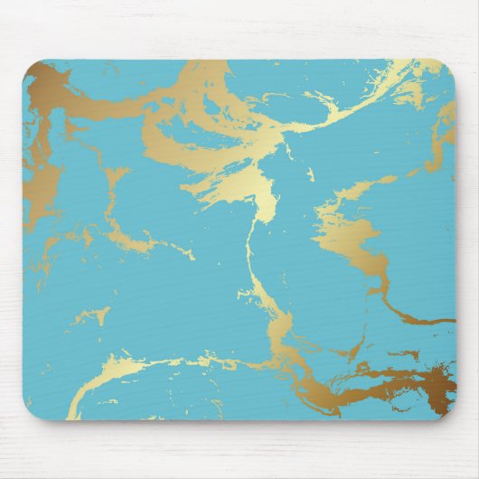 Blauwgroen en goudkleurige acrylverf Abstracte bac Muismat (Voorkant)