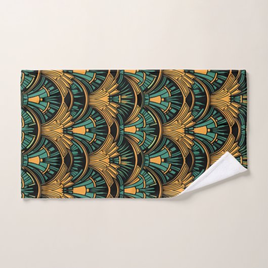 Blauwgroen en goudkunst Deco Bad Handdoek (Handdoek)