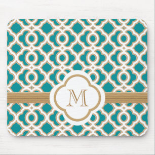 Blauwgroen en goudMarokkaanse monogrammen Muismat