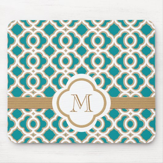 Blauwgroen en goudMarokkaanse monogrammen Muismat (Voorkant)