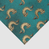  Blauwgroen en goudnig Heradlic Patroon Tissuepapier (Detail)