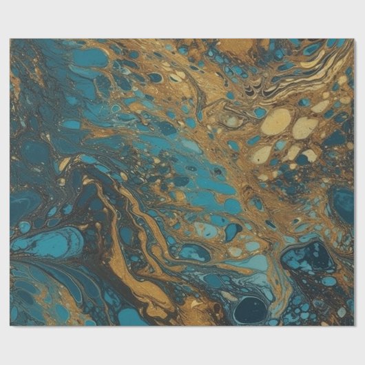 Blauwgroen en goudzure Acrylkleurloze Cadeaupapier (Vlak)