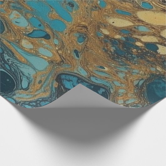 Blauwgroen en goudzure Acrylkleurloze Cadeaupapier (Hoek)