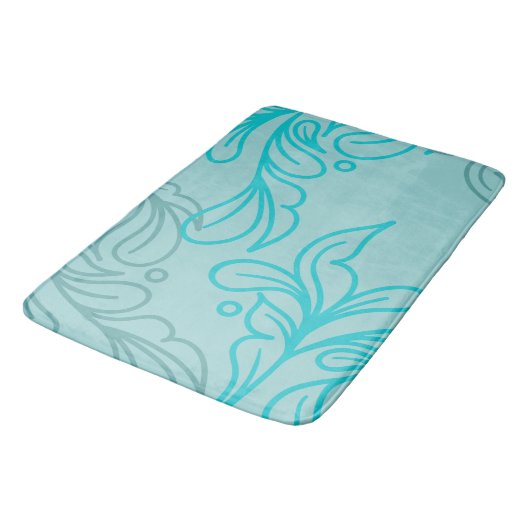Blauwgroen en grijs Boho Leaf-ontwerp Badmat (Gekanteld)