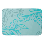 Blauwgroen en grijs Boho Leaf-ontwerp Badmat (Voorkant)