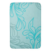 Blauwgroen en grijs Boho Leaf-ontwerp Badmat (Voorkant Verticaal)