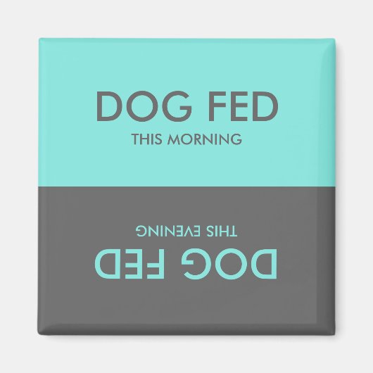 Blauwgroen en grijs | Feed Dog Pet Herinneringsmag Magneet (Voorkant)