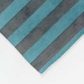 Blauwgroen en grijs streeppatroon fleece deken (Hoek)