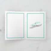 Blauwgroen en grijs Whimsical Heart en Bows Valent Kaart (Binnen)