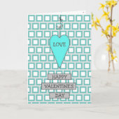 Blauwgroen en grijs Whimsical Heart en Bows Valent Kaart (Gele Bloem)