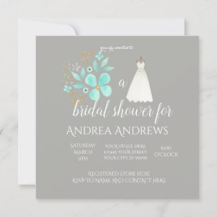 Blauwgroen en grijze bridal Shower Invitation Kaart