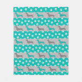 Blauwgroen en grijze Dachshund Fleece Blanket (Voorkant)