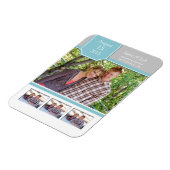 Blauwgroen en Grijze Foto sparen de Datummagneet Magneet (Linkerzijde)