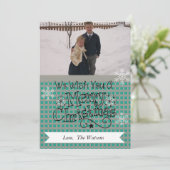 Blauwgroen en grijze kerstfotofeestdag Kaart (Staand voorkant)